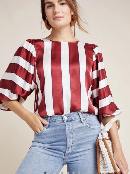 Anthropologie Tops - Maeve Maria striped blouse with balloon sleeves. Sz. 4